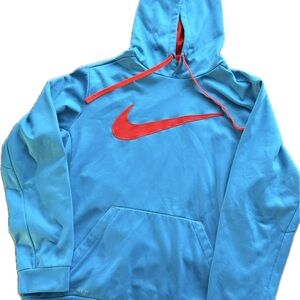 Nike Light Blue Hoodie with Red Logo